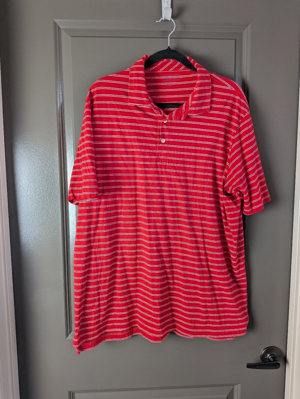 Peter Millar Mens Polo Red and Gray Stripe Size XL pima Cotton